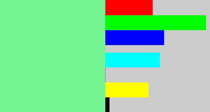 Hex color #74f490 - lightgreen