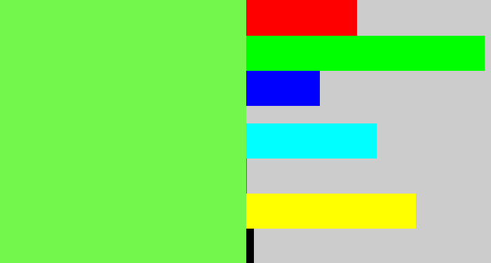 Hex color #74f74c - lighter green