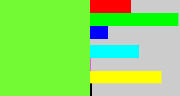Hex color #74fa34 - kiwi green
