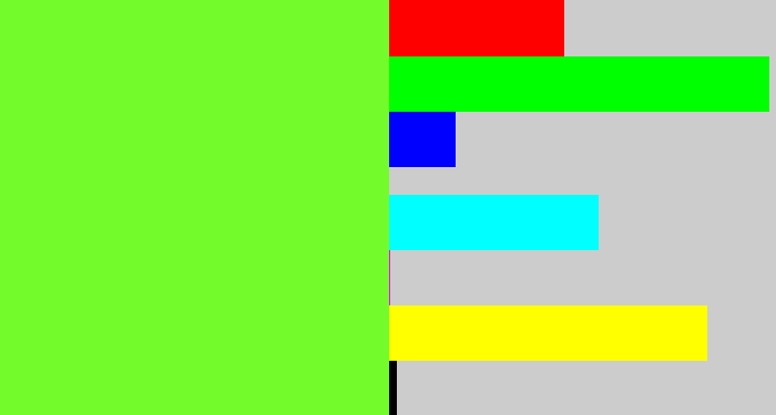Hex color #74fb2c - toxic green