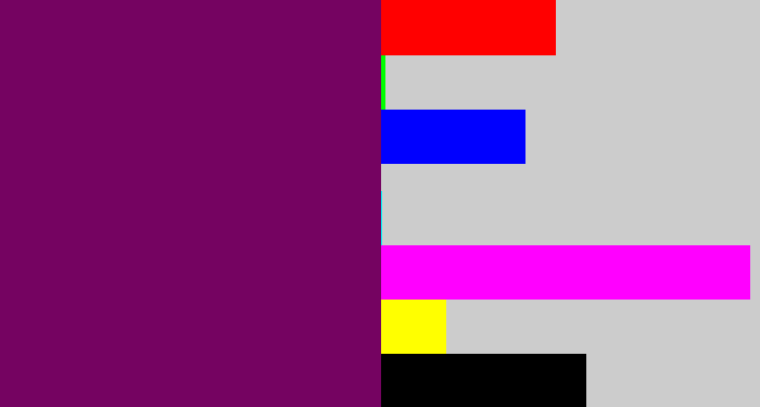 Hex color #750361 - rich purple