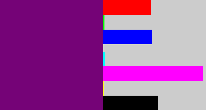 Hex color #750377 - darkish purple