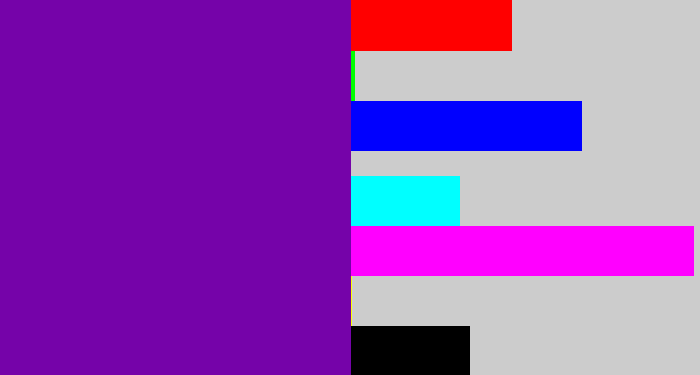 Hex color #7503a9 - purple