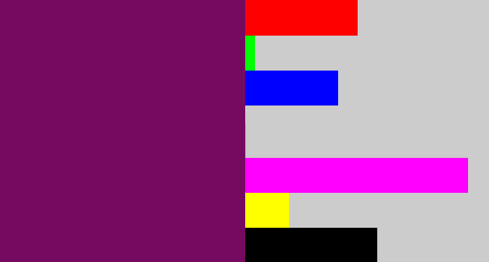 Hex color #750a60 - rich purple