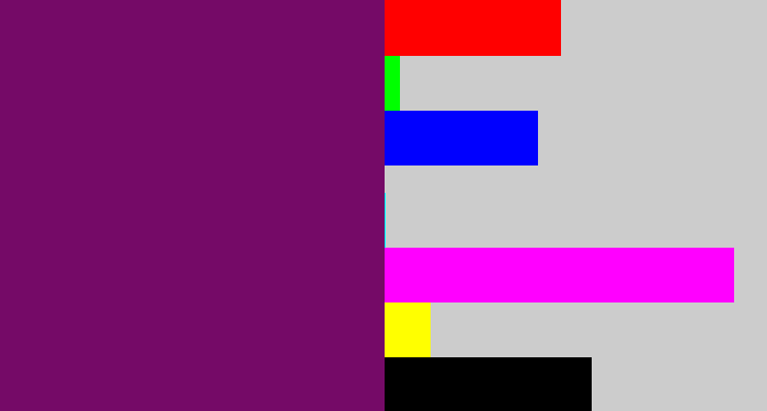 Hex color #750a67 - rich purple