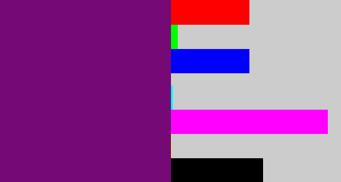 Hex color #750a76 - darkish purple