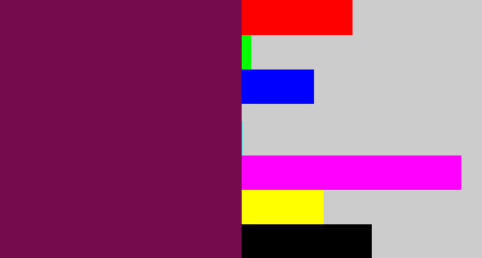 Hex color #750b4d - velvet