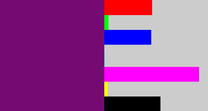 Hex color #750b72 - darkish purple