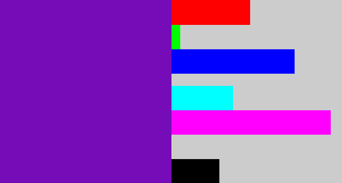 Hex color #750cb8 - purple