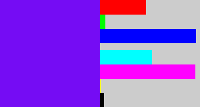Hex color #750cf4 - purply blue