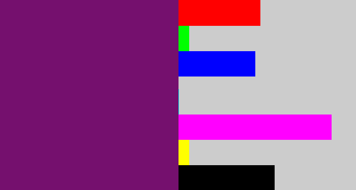 Hex color #75106e - darkish purple