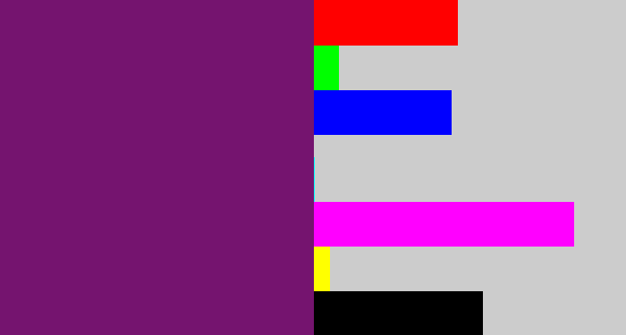 Hex color #75146f - darkish purple