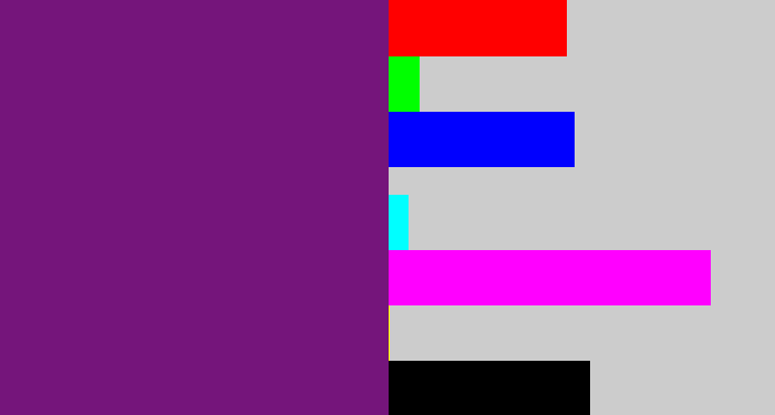 Hex color #75157b - darkish purple