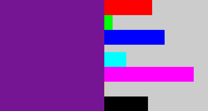 Hex color #751594 - purple