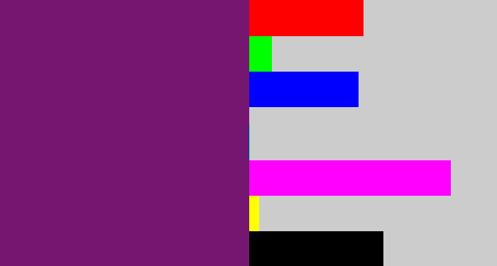 Hex color #751670 - darkish purple