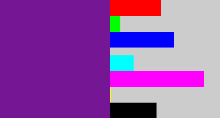 Hex color #751795 - purple