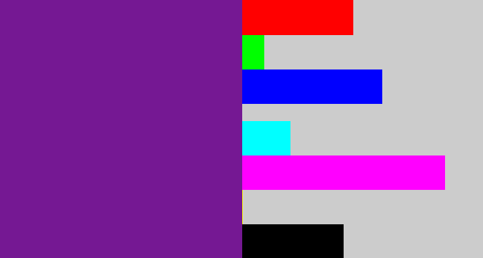 Hex color #751893 - purple