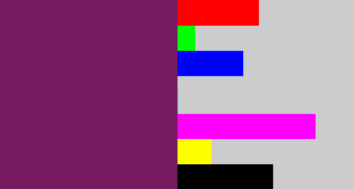 Hex color #751a5f - darkish purple