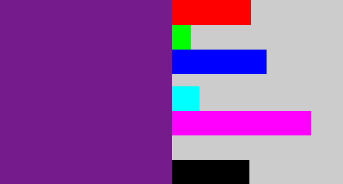 Hex color #751b8b - purple