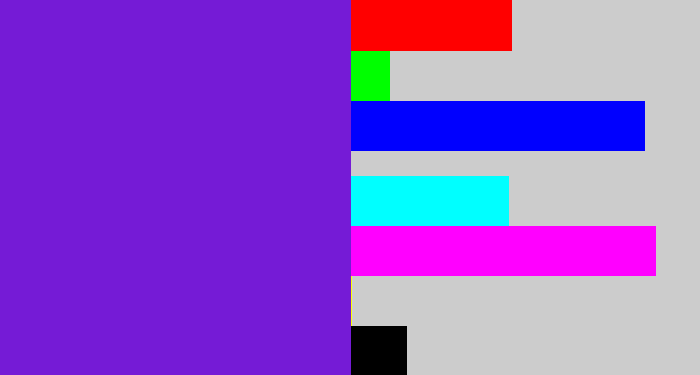 Hex color #751bd6 - purple/blue