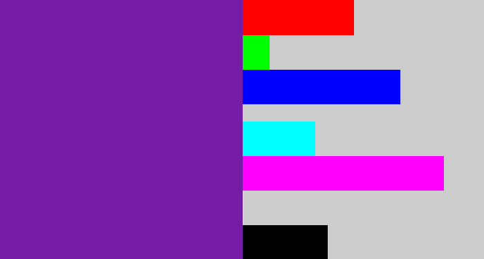 Hex color #751ca7 - purple
