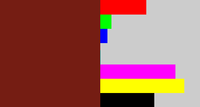 Hex color #751d13 - reddish brown