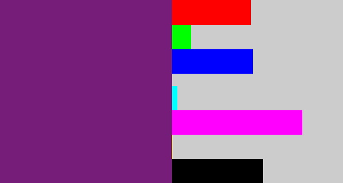 Hex color #751d78 - darkish purple