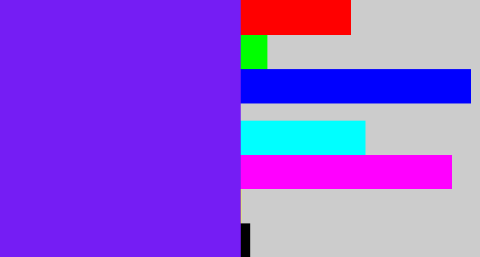 Hex color #751df4 - purply blue
