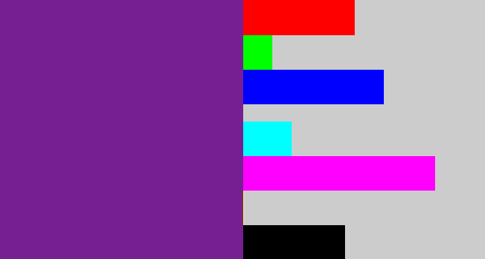 Hex color #751f93 - purple