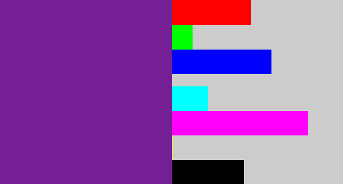 Hex color #751f94 - purple