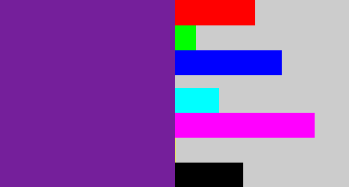 Hex color #751f9b - purple