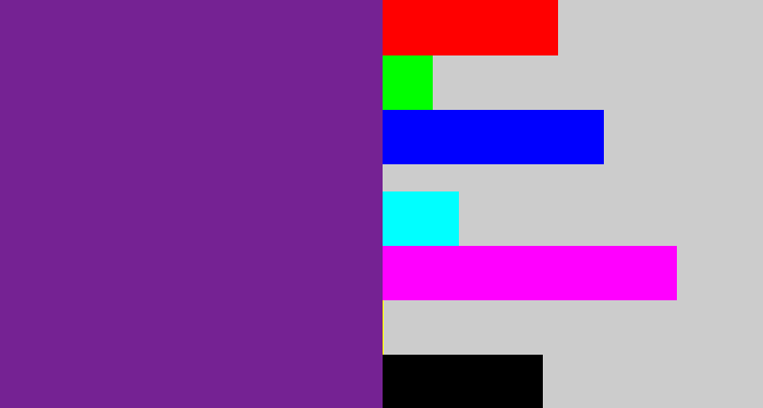 Hex color #752293 - purple
