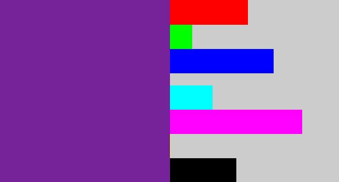 Hex color #75229b - purple