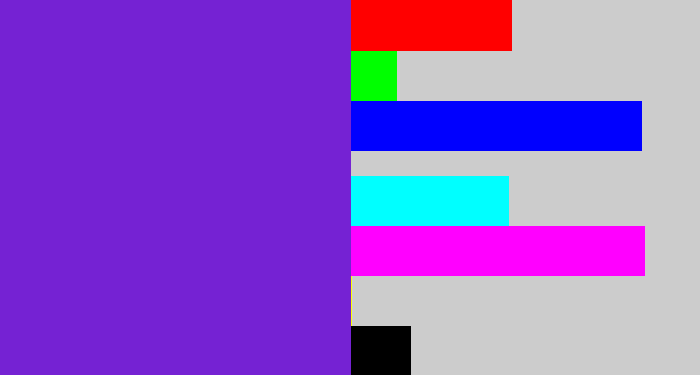 Hex color #7522d3 - purple/blue