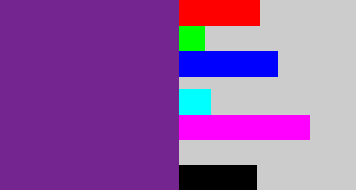 Hex color #75258f - purple