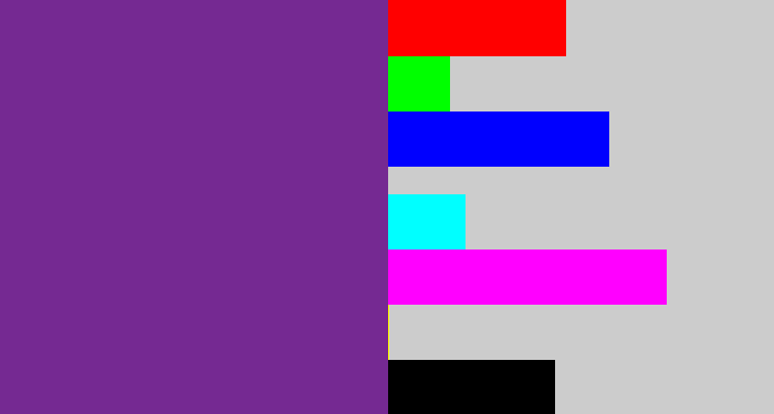 Hex color #752992 - purple