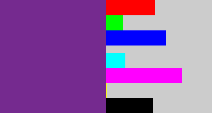 Hex color #752a8f - purple