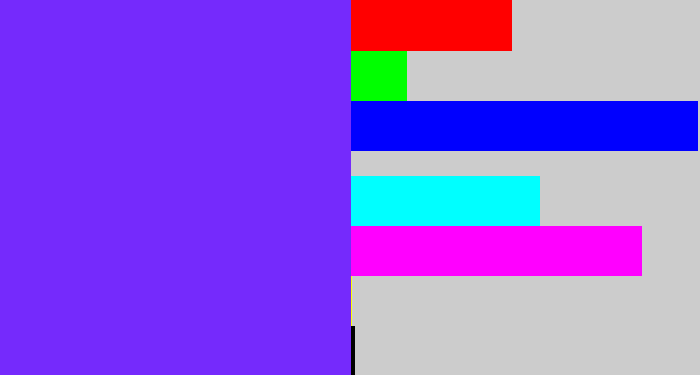 Hex color #752afc - purplish blue