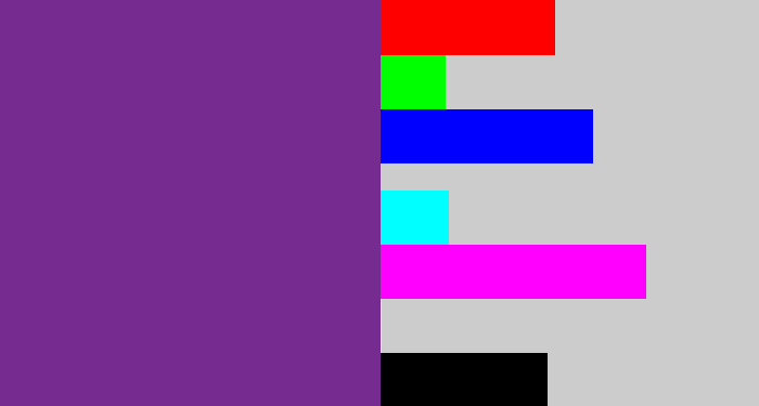 Hex color #752b8f - purple