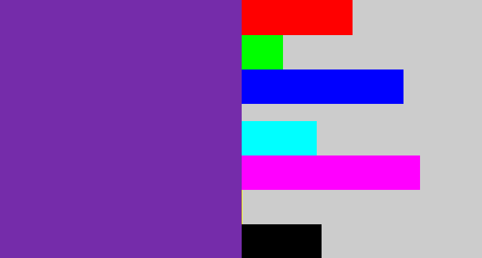 Hex color #752caa - purple