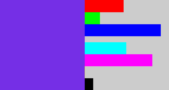 Hex color #752fe6 - bluish purple