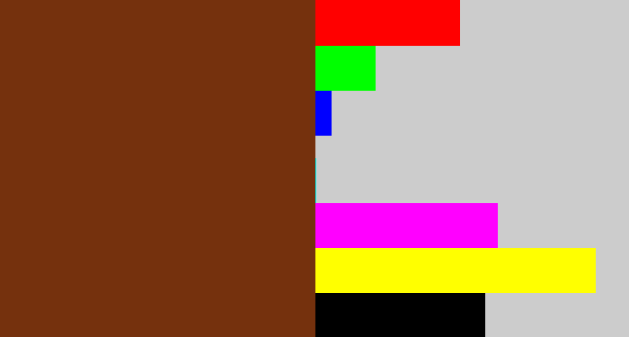 Hex color #75310d - reddish brown