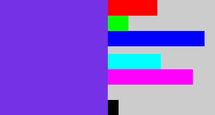 Hex color #7531e6 - bluish purple