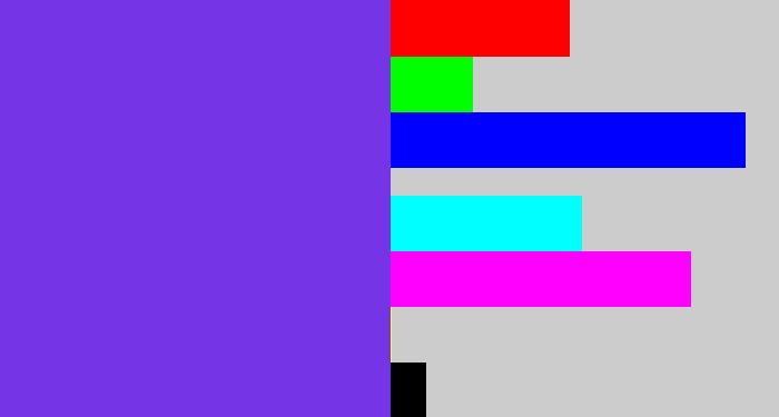 Hex color #7535e7 - bluish purple