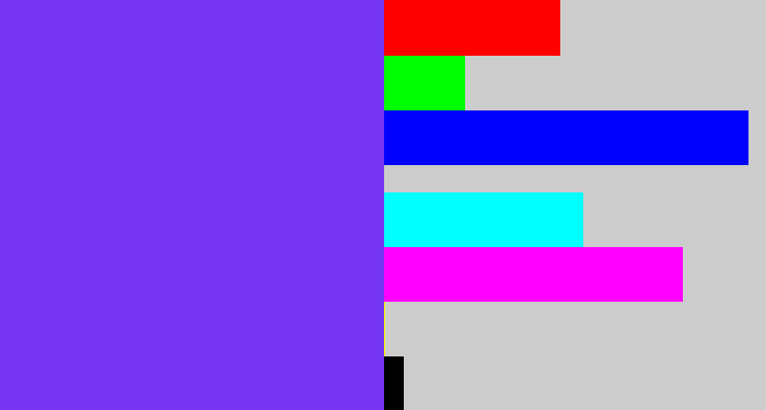 Hex color #7535f2 - bluish purple