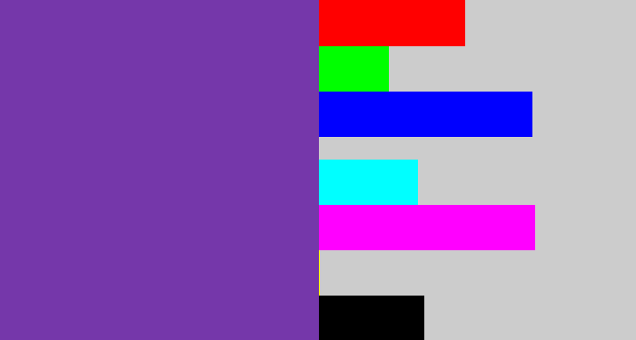 Hex color #7537aa - purple