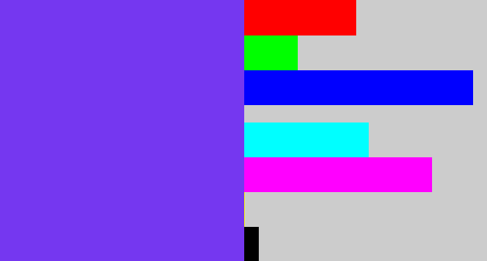 Hex color #7537f0 - bluish purple