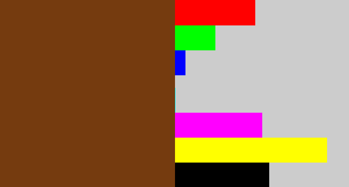 Hex color #753b0f - reddish brown