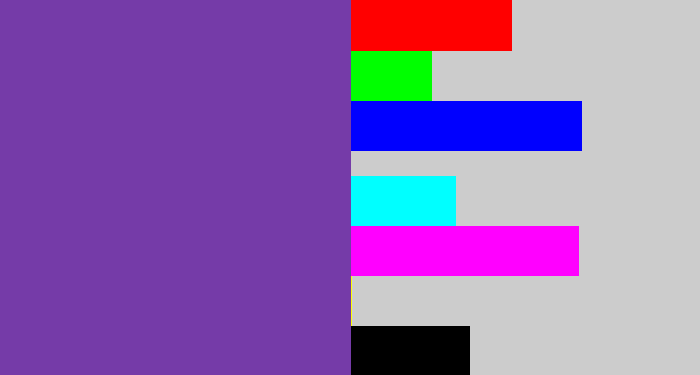 Hex color #753ba8 - purple