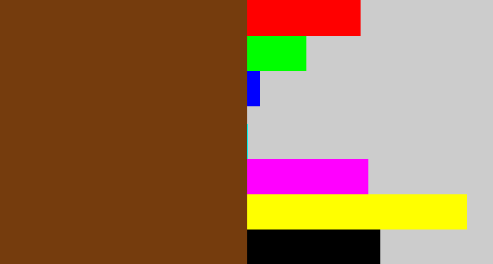 Hex color #753c0d - reddish brown